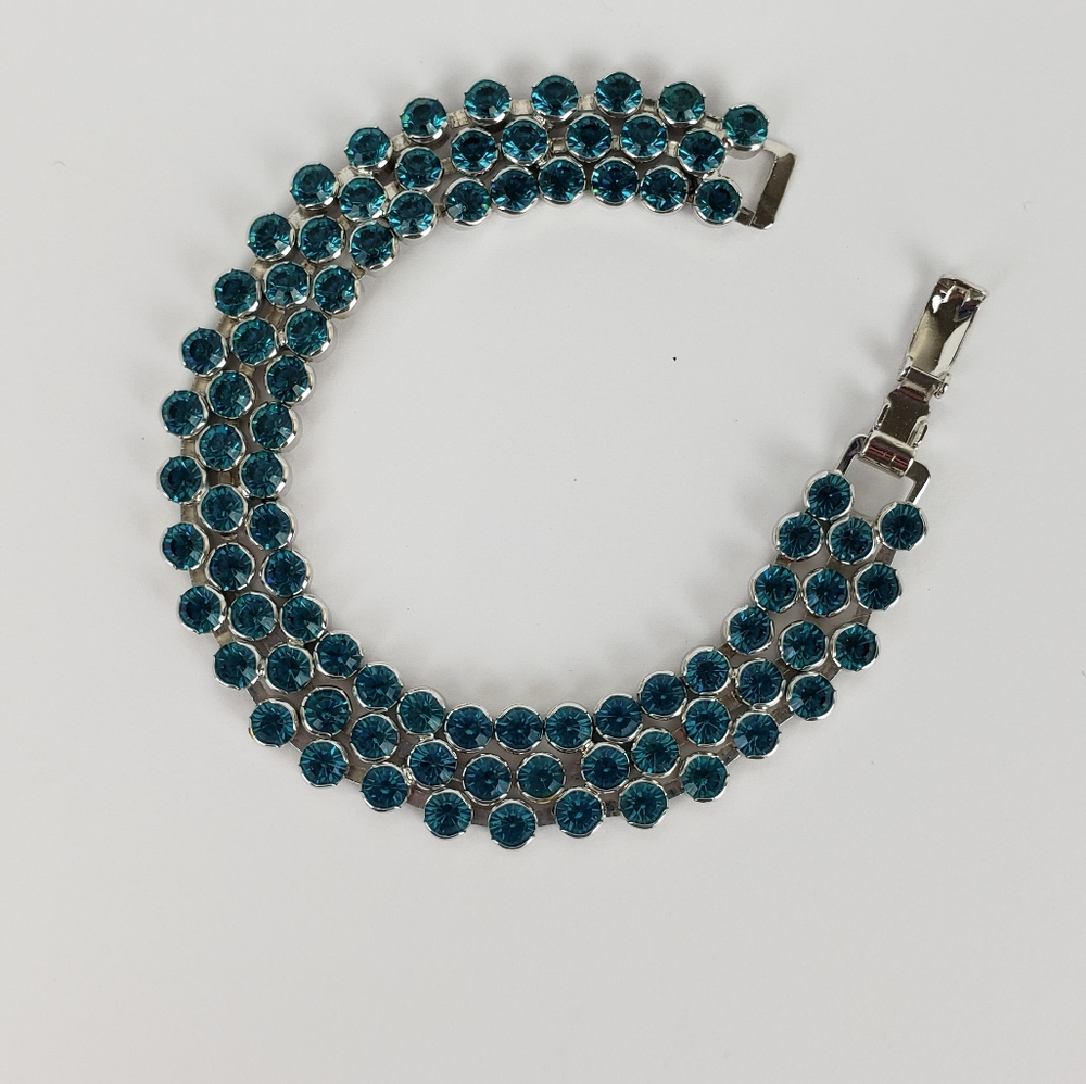 Blue Zircon Swarovski Rhinestone Chain Bracelet